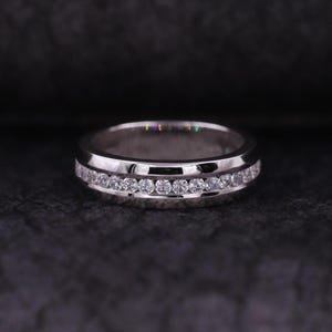 Men&#39;s Diamond Wedding Band, 14K Gold Lab Grown Diamond Matt Finished Channel Set Band For Men, Anniversary Gift, 5.2 MM Broad Band for Him