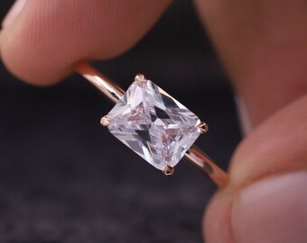 Radiant Cut Moissanite Engagement Ring Radiant Cut Engagement Ring Radiant Cut Solitaire 1.5 CT Radiant Cut Solitaire Engagement Ring