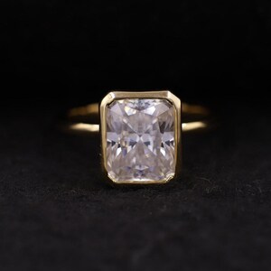 IGI Certified Radiant Cut Lab Grown Diamond Bezel Set Engagement Ring, 2.50 Ct 14K Gold Solitaire Ring, Lab Created Diamond Wedding Ring