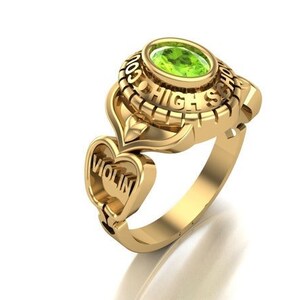 Gator Class Ring, Personalised Silver Oval With Pear Diamond Customized Ring, High School Class Ring, University Ring for Her, Birthday Gift