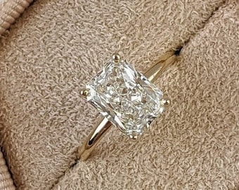 10*8MM Radiant Cut Moissanite Engagement Ring,14K Yellow Gold Wedding Ring,Anniversary Ring,Dainty Bridal Ring,Promise Ring,Gift for Her