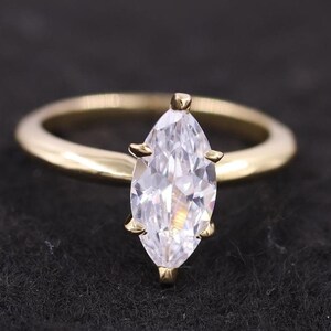 IGI CERTIFIED E Color VS1 Clarity Marquise Lab Grown Diamond Solitaire Engagement Ring, Lab Grown Diamond,14K Yellow Gold Marquise Cut Ring
