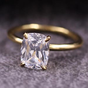 Elongated Cushion Cut Lab Grown Diamond Solitaire Ring, IGI Certified Lab Created Diamond Bridal Ring, Solitaire Wedding Ring, Birthday Gift