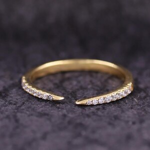 Open Wedding Band Gold Gap Wedding Ring Round Wedding Band Lab Grown Wedding Ring CVD Stacking Ring Yellow Gold Ring Birthday Gift for Her