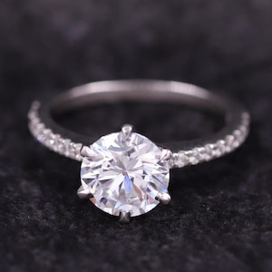 14k Yellow Gold Six Prong Anniversary Ring, Round Brilliant Cut Lab Grown Diamond Solitaire Ring, Excellent Cut Lab Diamond, Gift for Mother