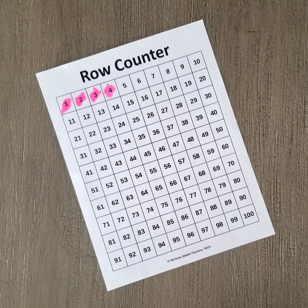 Row Counter Printable, PDF Download, Crochet and Knitting Row Tracker