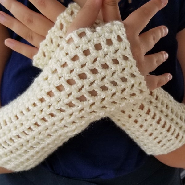 Mesh Fingerless Gloves Crochet Pattern, PDF Download, Arm Warmers