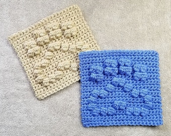 Crochet Pattern Paw Print Bobble Afghan Square, PDF Download, Crochet Blanket Square Pattern