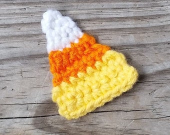 Crochet Pattern Candy Corn Applique, PDF Download, Halloween Embellishment