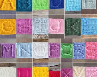 Crochet Alphabet Pattern, Bobble Afghan Square, Crochet Pattern Bundle, PDF Download