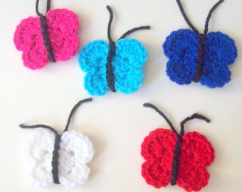 Butterfly Applique Crochet Pattern, PDF Download, Insect Embellishment