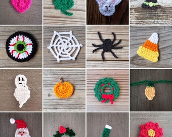 Holiday Appliques Crochet Patterns Bundle, Decoration Pattern, Home Decor Pattern. PDF Download