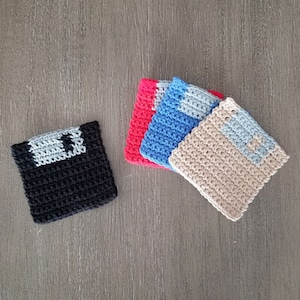 Floppy DIsk Coasters Crochet Pattern, PDF Download, Housewares Decor
