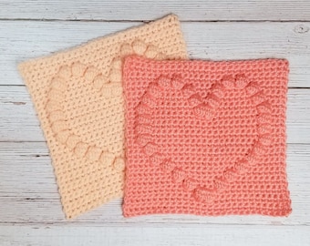 9x9 Heart Afghan Square Crochet Pattern, PDF Download, Crochet Blanket Square