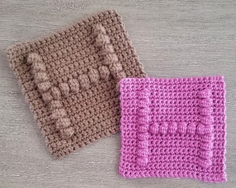 Letter H Square Crochet Pattern, PDF Download, Bobble Afghan Square
