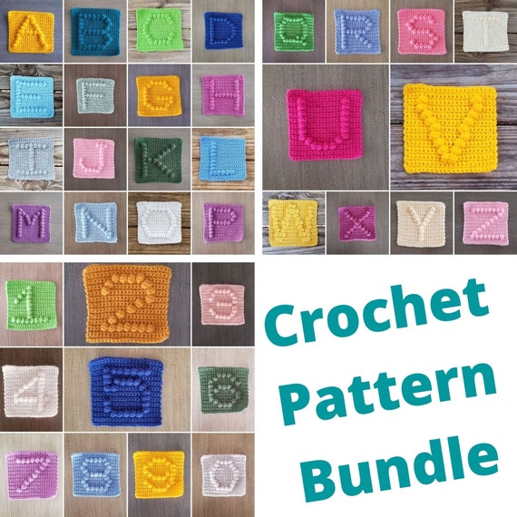 alphabet and numbers crochet pattern bundle bobble afghan etsy