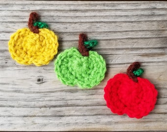 Apple Applique Crochet Pattern, PDF Download,  Crochet Food Applique Pattern