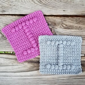 Letter I Bobble Afghan Square Crochet Pattern, PDF Download, Blanket Square Pattern