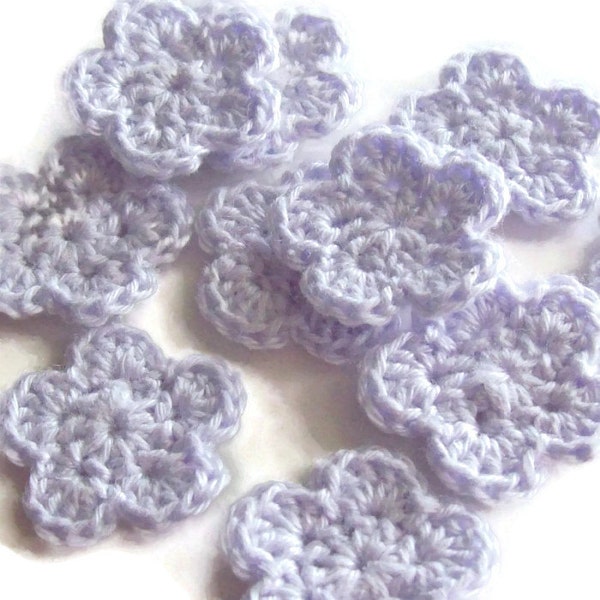 Mini Crochet Flower Appliques Lavender - Set of 10 Embellishment Embellishment, Scrapbooking On Etsy
