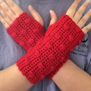 Bobble Fingerless Gloves Crochet Pattern, PDF Download, Texting Gloves, Arm Warmers