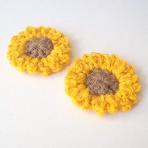 Crochet Pattern Sunflower Applique, PDF Download, Flower Embellishment Pattern