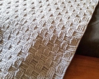 Chunky Basketweave Blanket Crochet Pattern, PDF Download, Warm Afghan