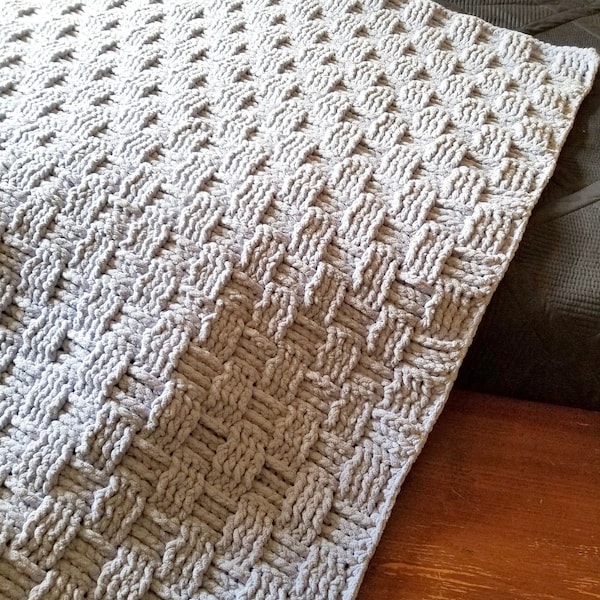 Chunky Basketweave Blanket Crochet Pattern, PDF Download, Warm Afghan