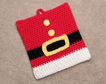 Santa Suit Potholder Crochet Pattern, PDF Download, Holiday Decor