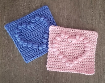 Heart Afghan Square Crochet Pattern, Easy Crochet Pattern, PDF Download, 6x6 Crochet Blanket Square
