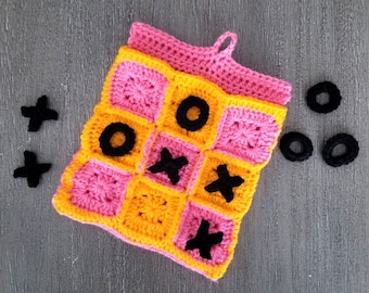 Tic Tac Toe Crochet Pattern, Easy Crochet Pattern, Travel Game Pattern, PDF Download