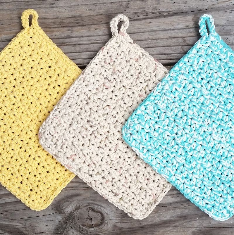 Textured Potholder Crochet Pattern PDF Download Kitchen Etsy