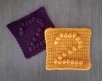 Number 2 Afghan Square Crochet Pattern, PDF Download, Bobble Crochet Pattern