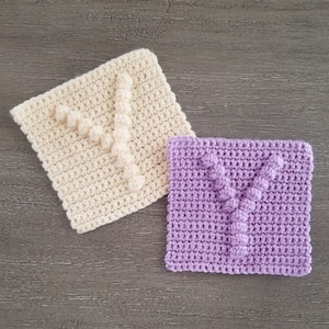 Letter Y Square Crochet Pattern, PDF Download, Bobble Blanket Square