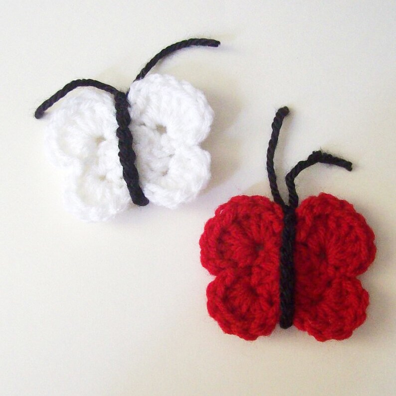 Butterfly Applique Crochet Pattern, PDF Download, Insect Embellishment image 8