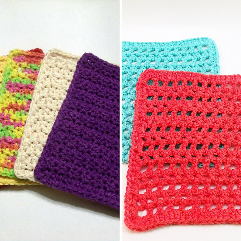 Textured and Mesh Dishcloth Crochet Pattern Bundle. PDF Download image 1