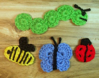 Insect Appliques Crochet Pattern Bundle, PDF Download, DIY Applique