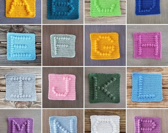 Crochet Alphabet Pattern, Bobble Afghan Square, Crochet Pattern Bundle, PDF Download