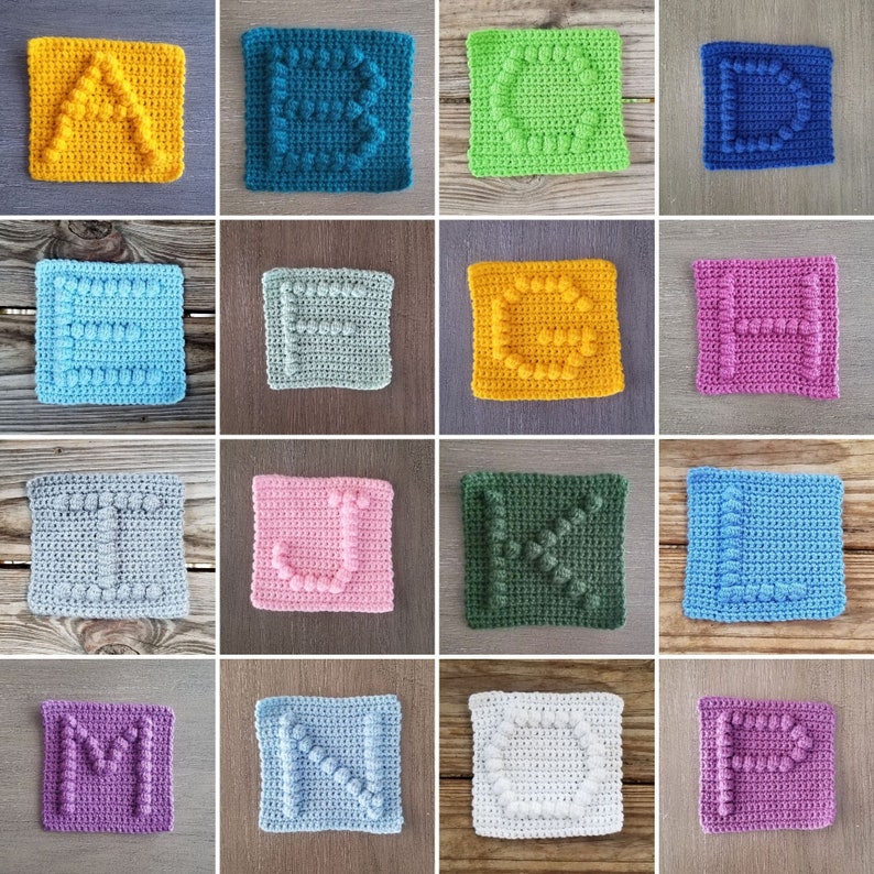 alphabet afghan square crochet pattern bobble afghan square etsy