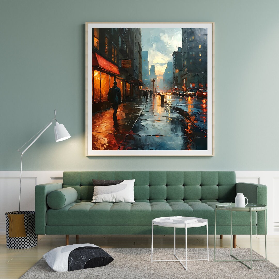 Citystreet Painting/rainy/city Street Print/urban Artprints/urban Art ...