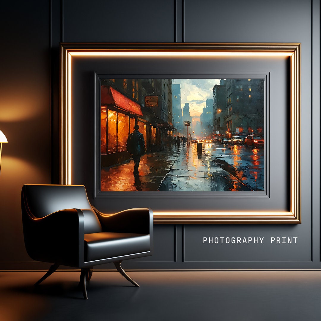 Citystreet Painting/rainy/city Street Print/urban Artprints/urban Art ...