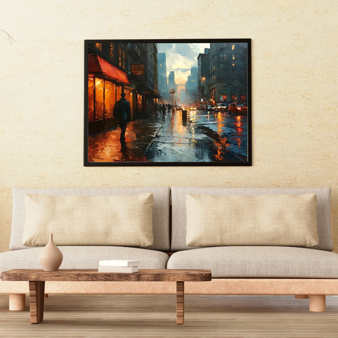 Citystreet Painting/rainy/city Street Print/urban Artprints/urban Art ...