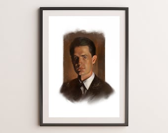 Twin Peaks Agent Cooper Art Print, Kyle Maclachlan Wall Art, Twin Peaks Poster, David Lynch Fan Gift, Twin Peaks Dale Cooper Wall Art Decor