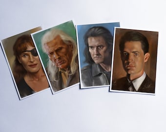 Twin Peaks Postcards, Collectable Gift for David Lynch Fans, Dale Cooper, Laura Palmer, Audrey Horne, Shelly Johnson, Hawk, Vintage Cult TV
