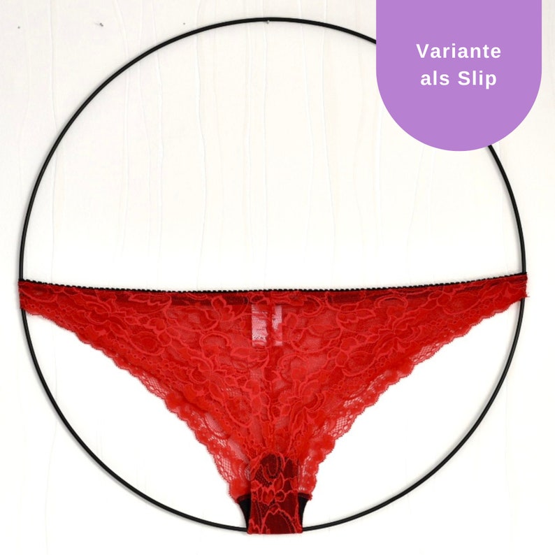 Roter Spitzen Slip handmade sexy Panty roter Spitzen Tanga Lingerie Dessous Geschenk für Sie Bild 6