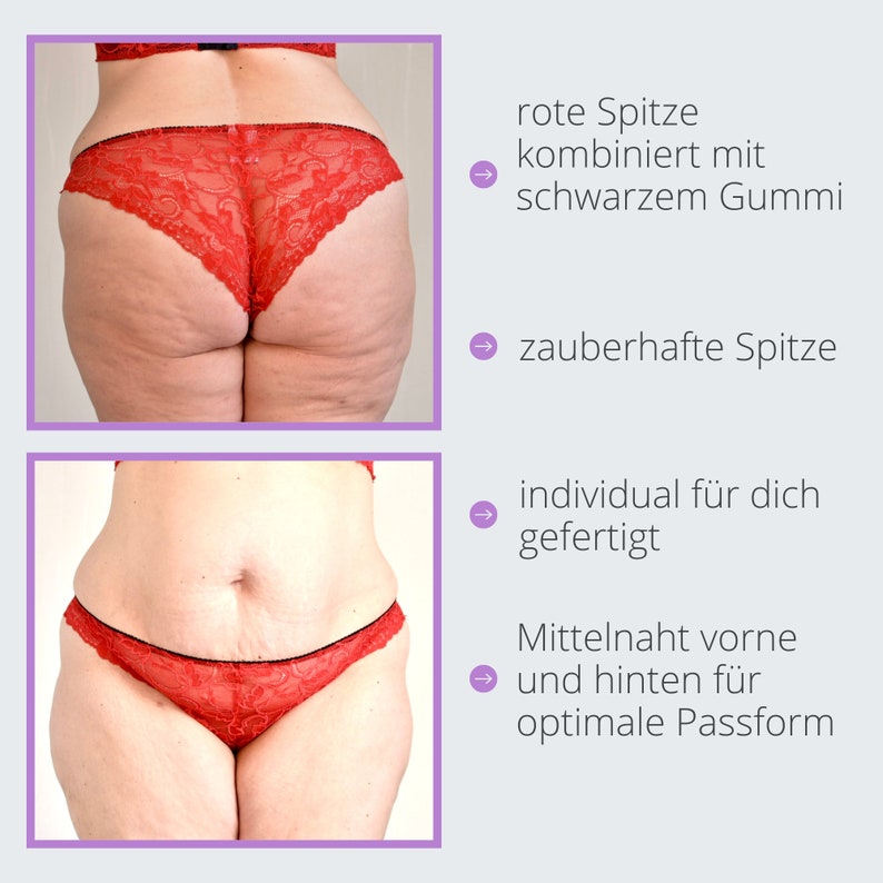 Roter Spitzen Slip handmade sexy Panty roter Spitzen Tanga Lingerie Dessous Geschenk für Sie Bild 3