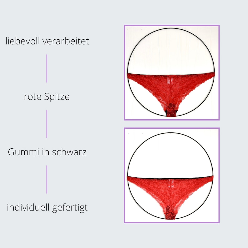 Roter Spitzen Slip handmade sexy Panty roter Spitzen Tanga Lingerie Dessous Geschenk für Sie Bild 2