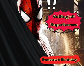 Surprise Birthday Invitation Spider-Man theme invitation