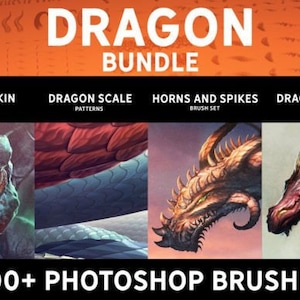 200 Dragon Bundle Brushes Graphic