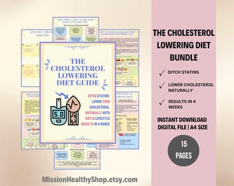 cholesterinsenkende Diät-Plan PDF | Was Sie essen und vermeiden sollten | Herz Gesunde Lebensmittel Liste | Senken Sie cholesterin natürlich | Sofort Download