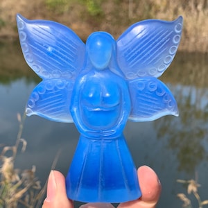 4&#39;&#39;+ Blue Opalite quartz,quartz crystal,hand carved,Crystal Angel,Angel skull,Home Decoration Crystal Gifts 1pc